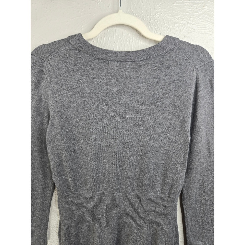 The Limited Deep V Button Cardigan Sweater S Gray Knit 3/4 Sleeve Fitted Y2k Top - Picture 7 of 9